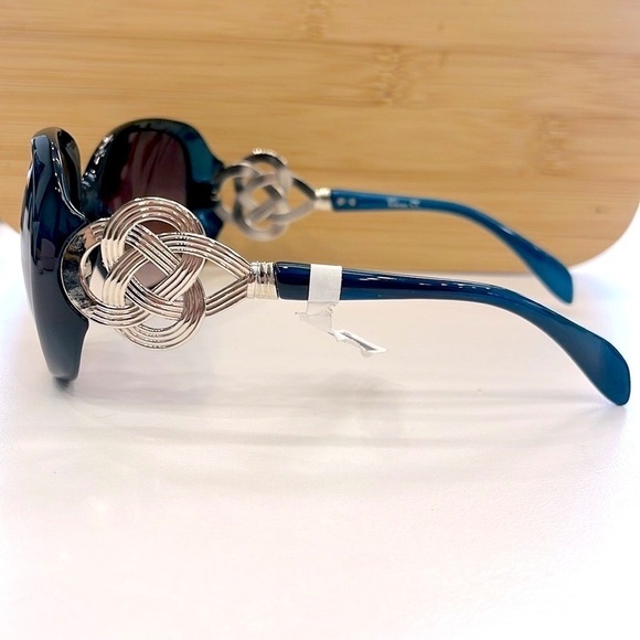 Brand New Round Oversized Teal Sunglasses Purple Fade Lens Celtic Knot